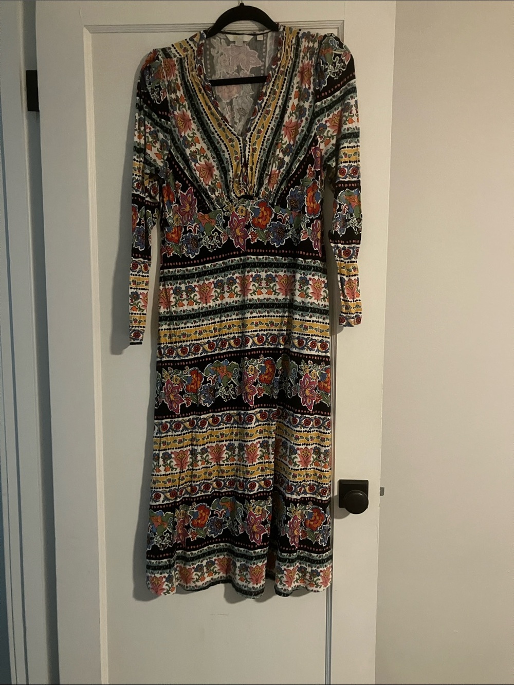 Boden Multicolor Floral Stripe Long Sleeve Maxi Dress